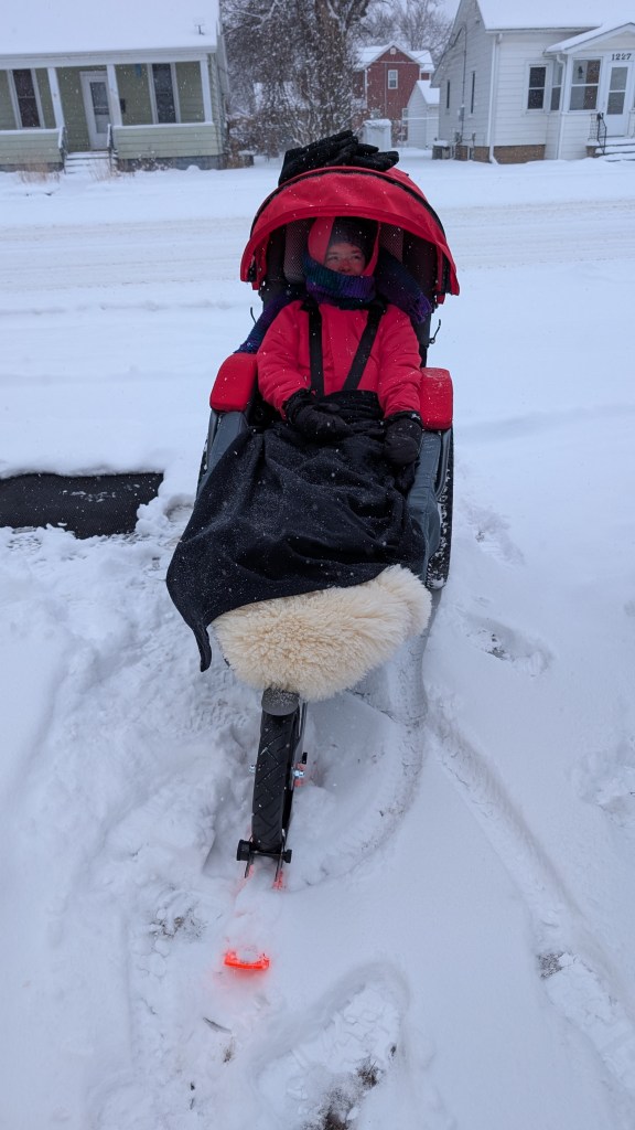 Christina in Josi stroller with skis